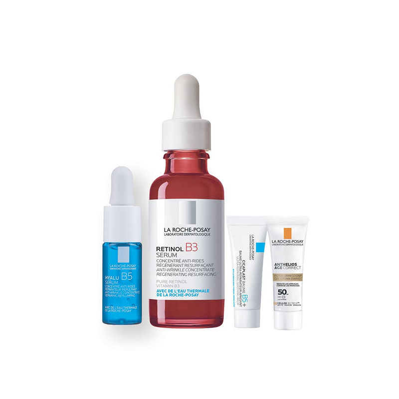 La Roche Posay - Kit Retinol B3 Sérum 30ml + Hyalu B5 Sérum 10ml + Cicaplast Baume B5+ 3ml + Anthelios Age Correct spf50 3ml