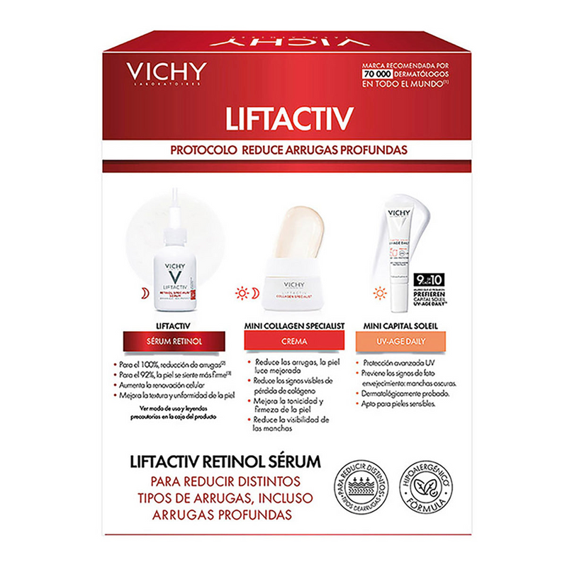 Vichy - Kit Liftactiv Retinol Specialist Serum Arrugas Profundas 30ml+ Liftactiv Specialist Crema 15m + Capital Soleil UV-AGE DAILY 15ml.