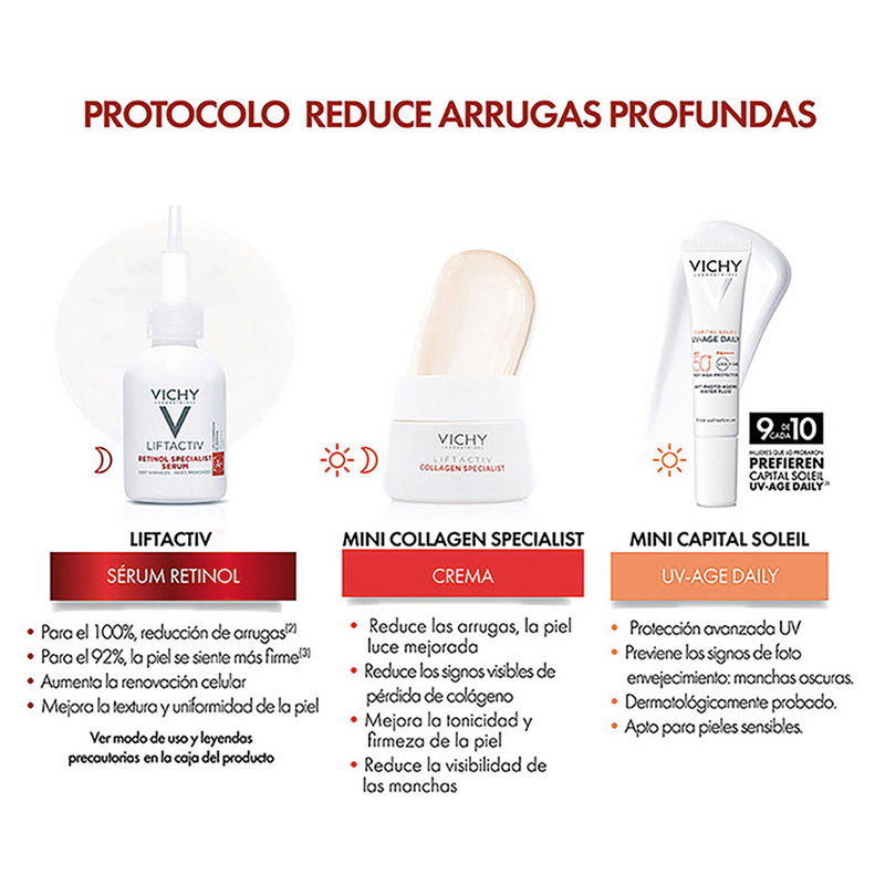 Vichy - Kit Liftactiv Retinol Specialist Serum Arrugas Profundas 30ml+ Liftactiv Specialist Crema 15m + Capital Soleil UV-AGE DAILY 15ml.