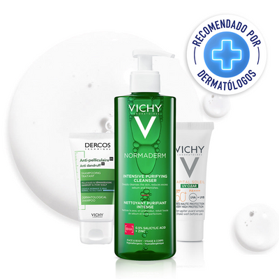 Vichy - Kit Normaderm intensive purifing cleanser 400ml + Dercos anti dandruff 50ml + Capital soleil UV Clear SPF50+ 3ml.