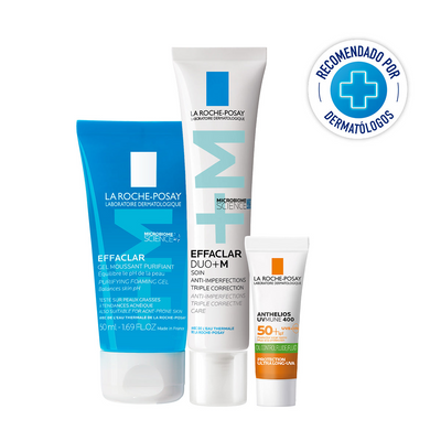 La Roche Posay - Kit Effaclar Duo+M 40ml + Effaclar gel limpiador +M 50ml + Anthelios UV mune 400 fps50+ oil control fluido 3ml