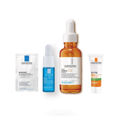 La Roche Posay - Kit Pure Vitamin C12 Sérum 30ml + Hyalu B5 Sérum 10ml + Anthelios UV Mune 400 spf50+ 3ml + Effaclar Gel Moussant Purifiant 7ml.