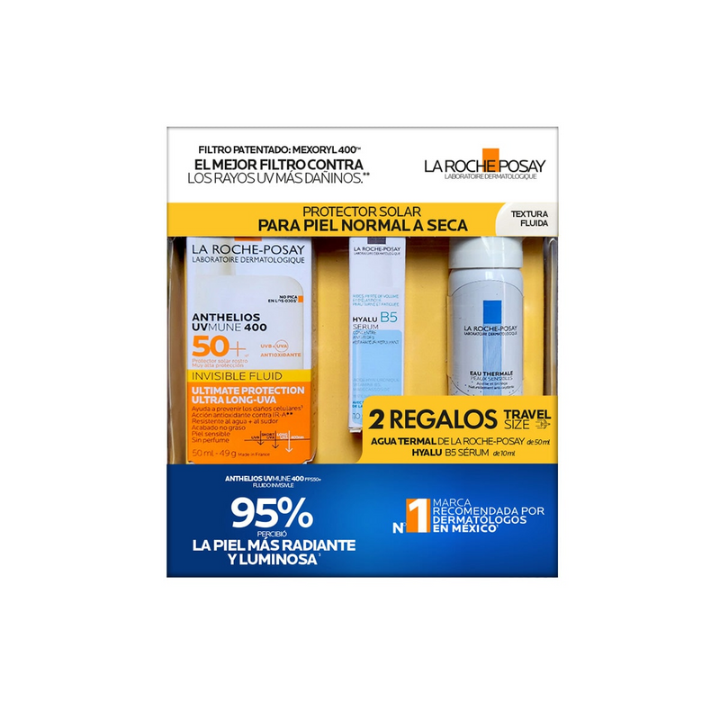 La Roche-Posay - Kit Anthelios UV Mune 400 FPS 50+, Hyalu B5 Serum 10ml. y Agua Termal 50ml.