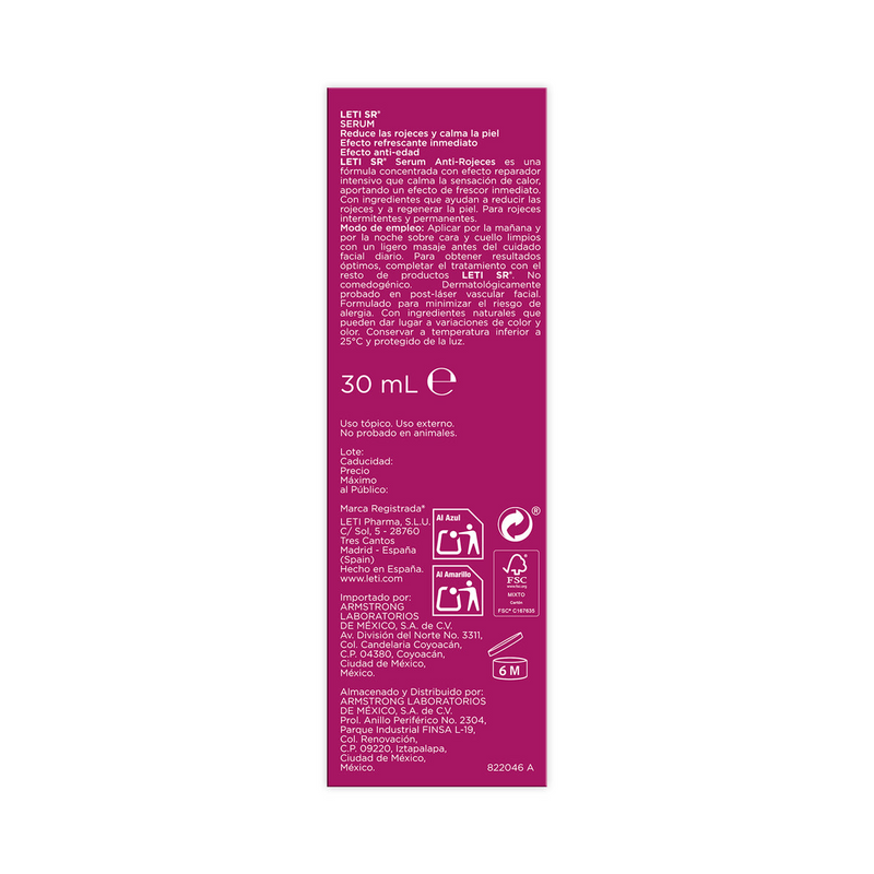 Leti SR Serum Anti-Rojeces 30ml.