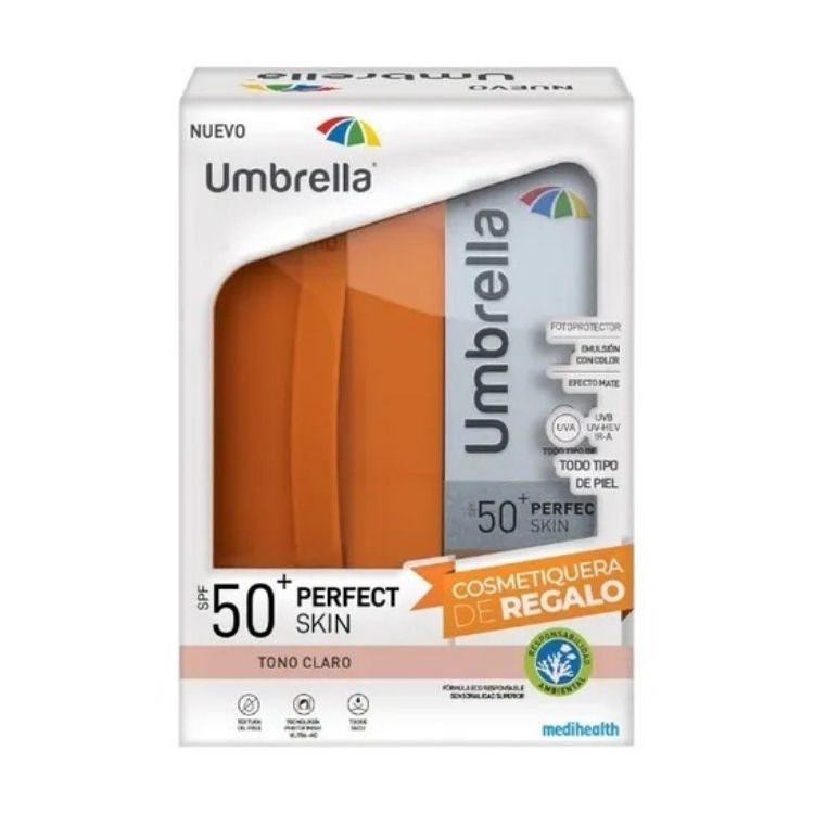 Italmex Kit Umbrella Perfect Skin Tono Claro FPS50 50g. + Cosmetiquera