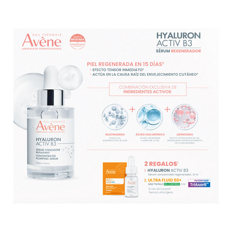 Kit Hyaluron Activ B3 Sérum Regenerador 30ml + Mini Hyaluron Activ B3 Sérum 10ml + Ultra Fluid Mat Perfect 2ml
