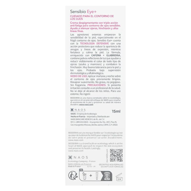 Bioderma Sensibio Eye+ Contorno de Ojos Calmante y Descongestionante 15ml.