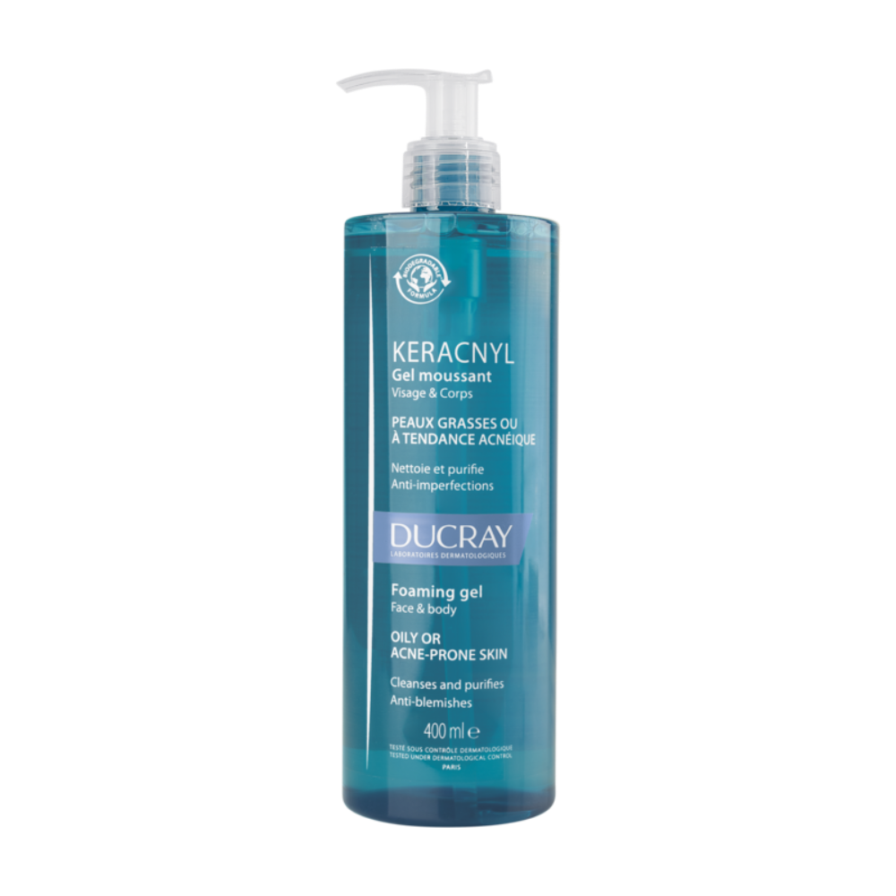 Ducray Keracnyl Gel Limpiador Purificante Para Piel Grasa y Acneica 400ml.