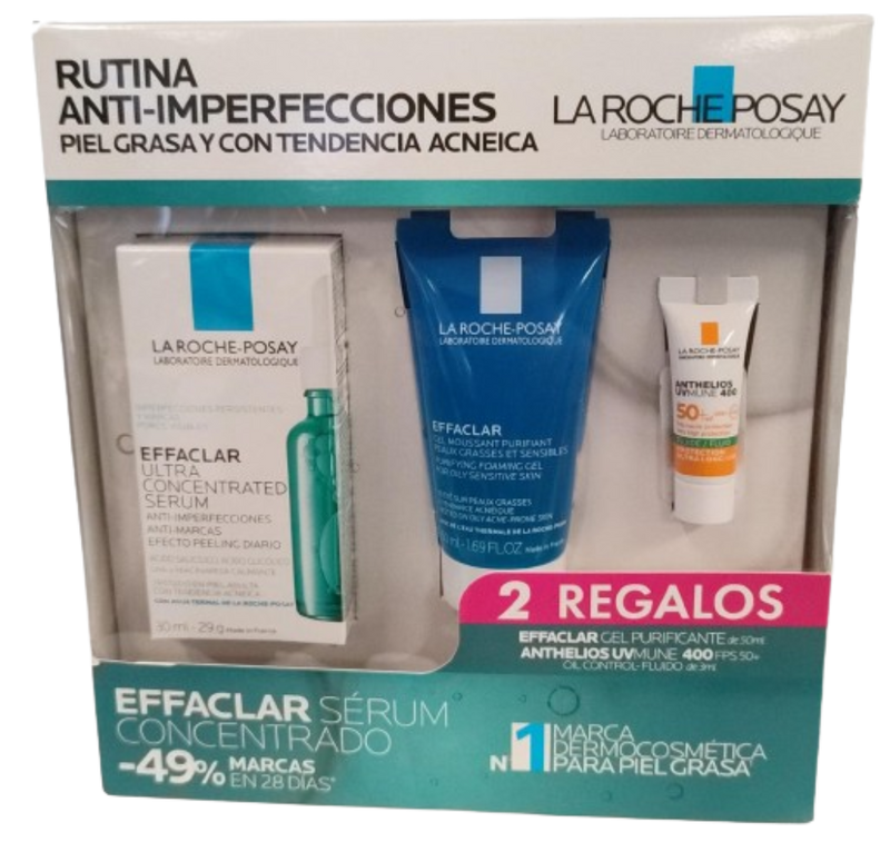 Kit-Effaclar Serum 30ml+Effaclar Gel 50ml+Anthelios Uv Mune 400 Fluido 3ml
