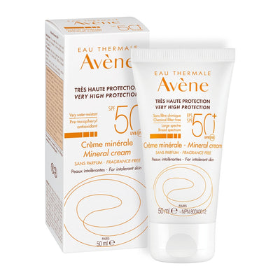 Avène Bloqueador FPS50+ Mineral Crema Facial para Piel Sensible 50ml.