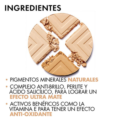 Vichy Dermablend Covermatte Polvo Compacto Alta Cobertura Tono #55 Bronze 9.5g.