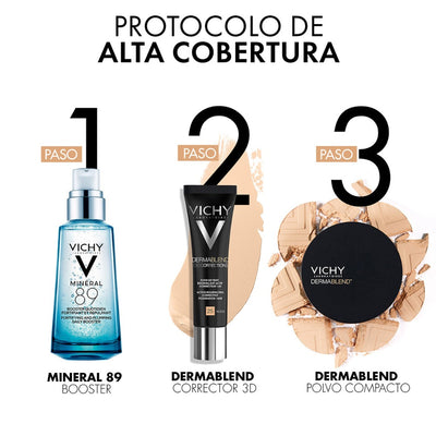 Vichy Dermablend Covermatte Polvo Compacto Alta Cobertura Tono #55 Bronze 9.5g.