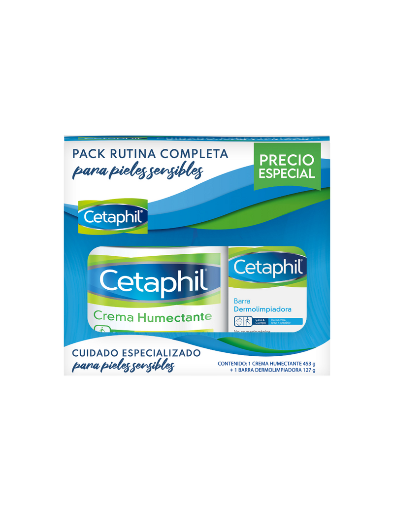 CETAPHIL Rutina Completa (2 pz): Crema Hidratante 453g + Barra de Limpieza Suave 127g