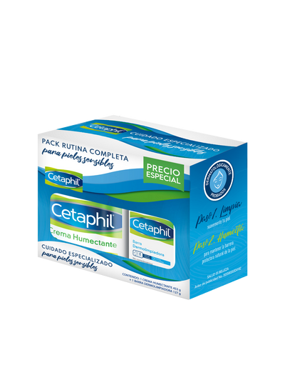 CETAPHIL Rutina Completa (2 pz): Crema Hidratante 453g + Barra de Limpieza Suave 127g