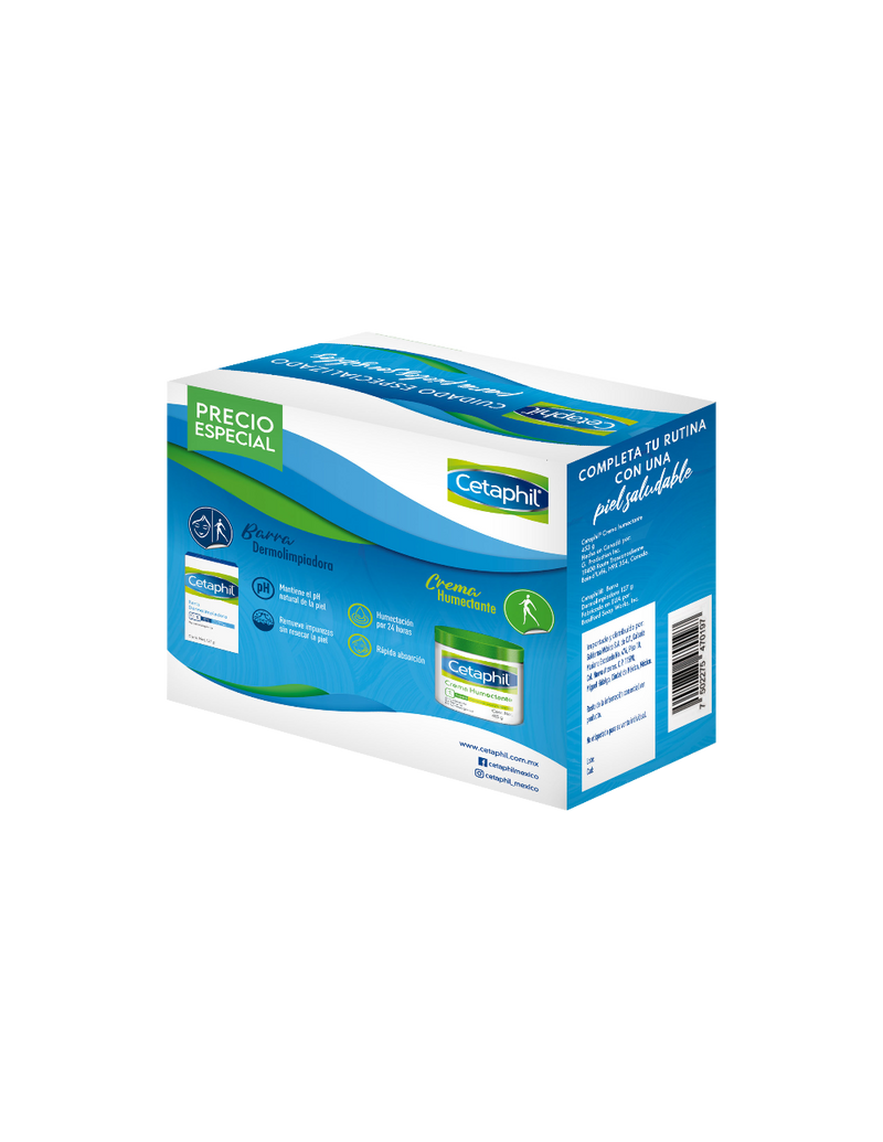 CETAPHIL Rutina Completa (2 pz): Crema Hidratante 453g + Barra de Limpieza Suave 127g